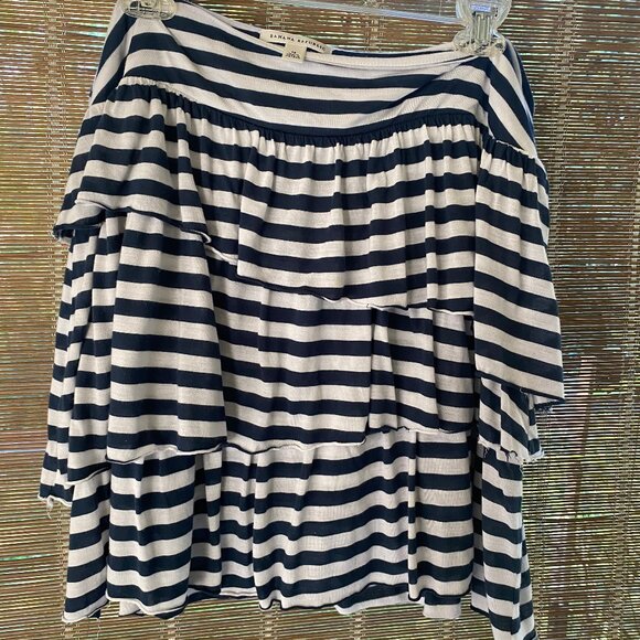 Women's Banana Republic 3 tiered Blue and White Striped Skirt Size 14 - Picture 5 of 8